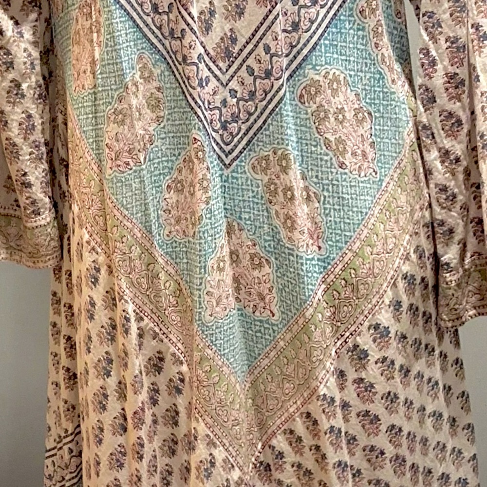 𝗦𝗢𝗟𝗗 SIMRANE Paris ‘Kate Dress’ Elegant Blockprint 100% Cotton Maxi Dress - Picture 9 of 14